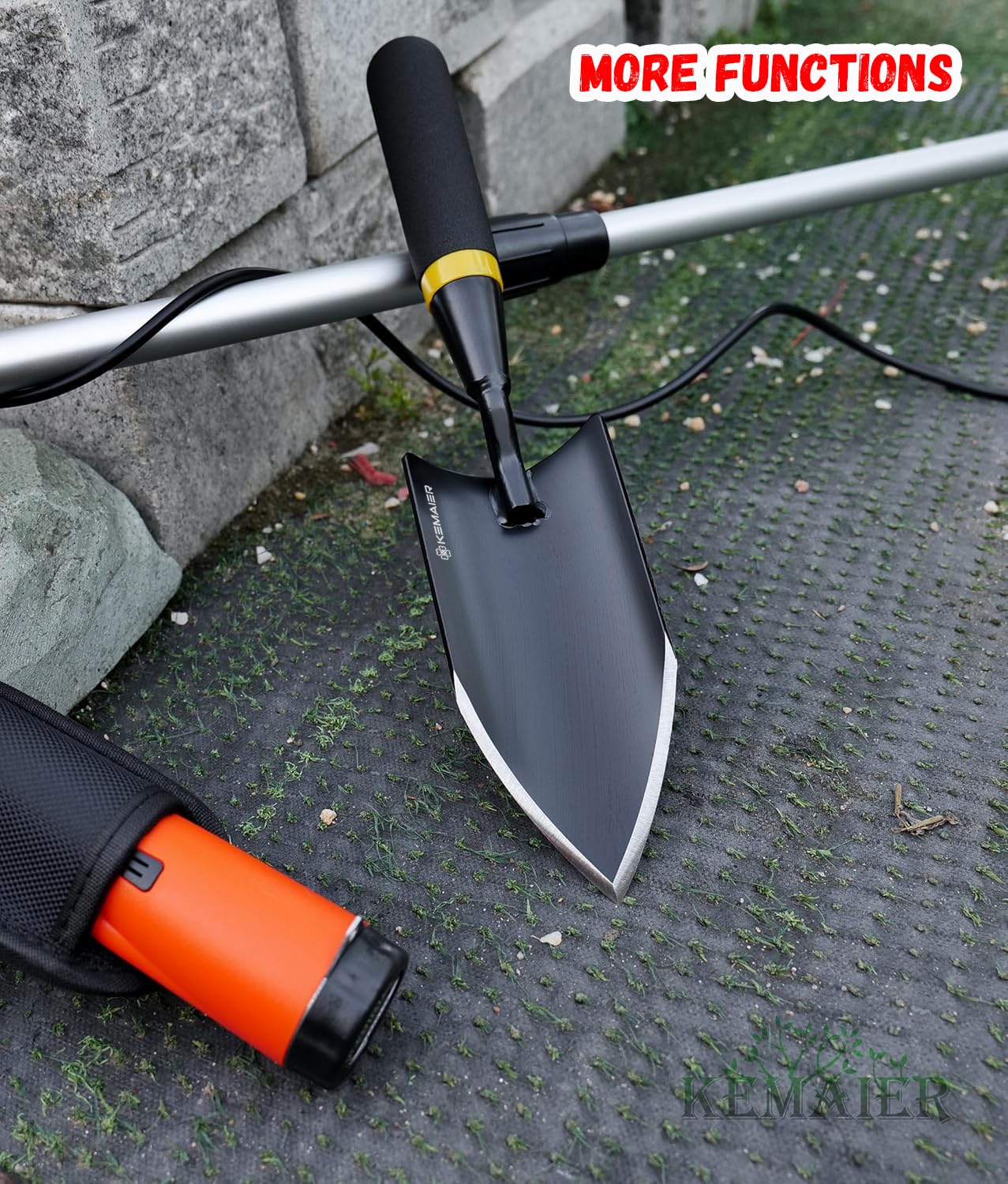 Kemaier all-purpose garden trowel provides comfort and control during tasks.