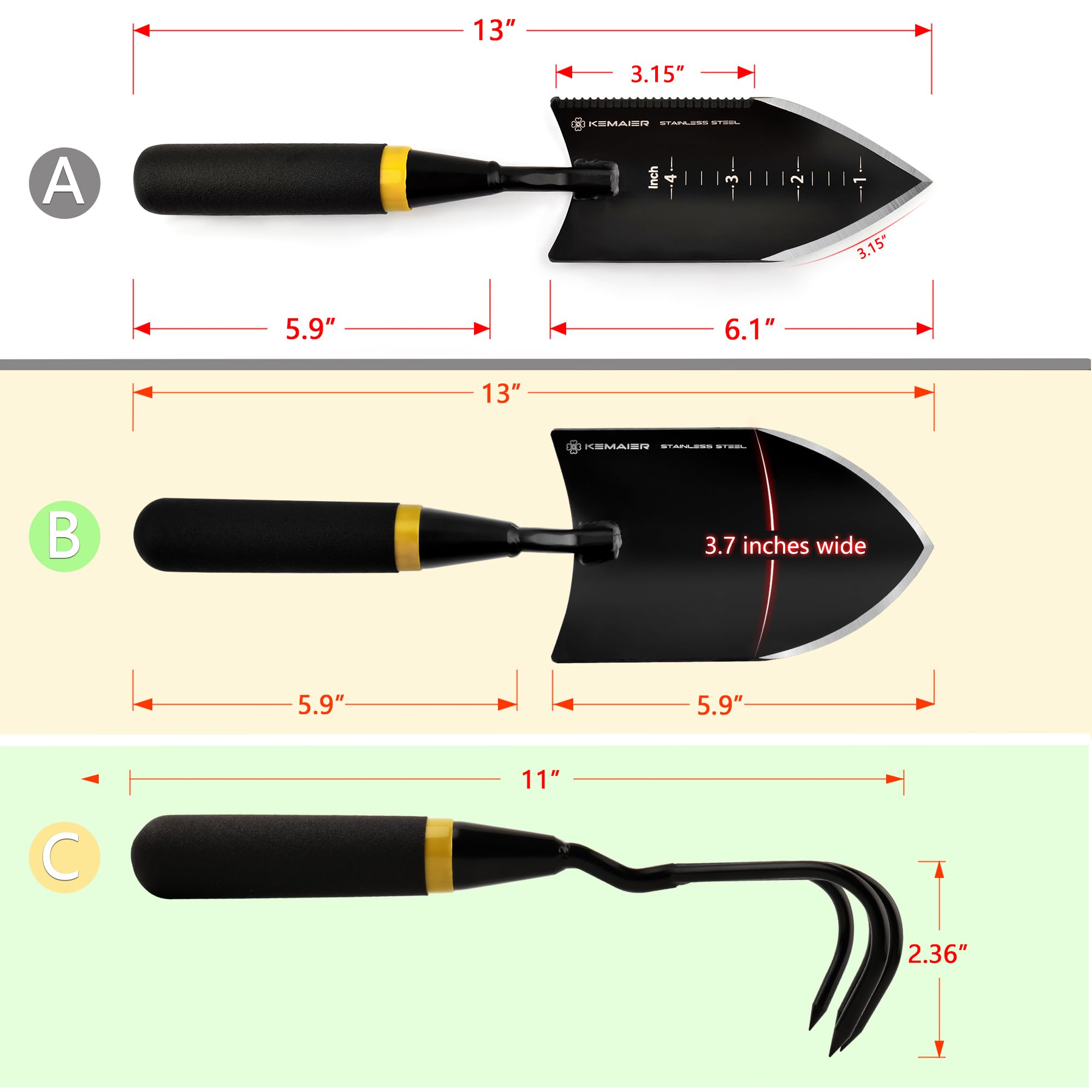 Kemaier cultivator with curved tines for loosening soil and weeding.