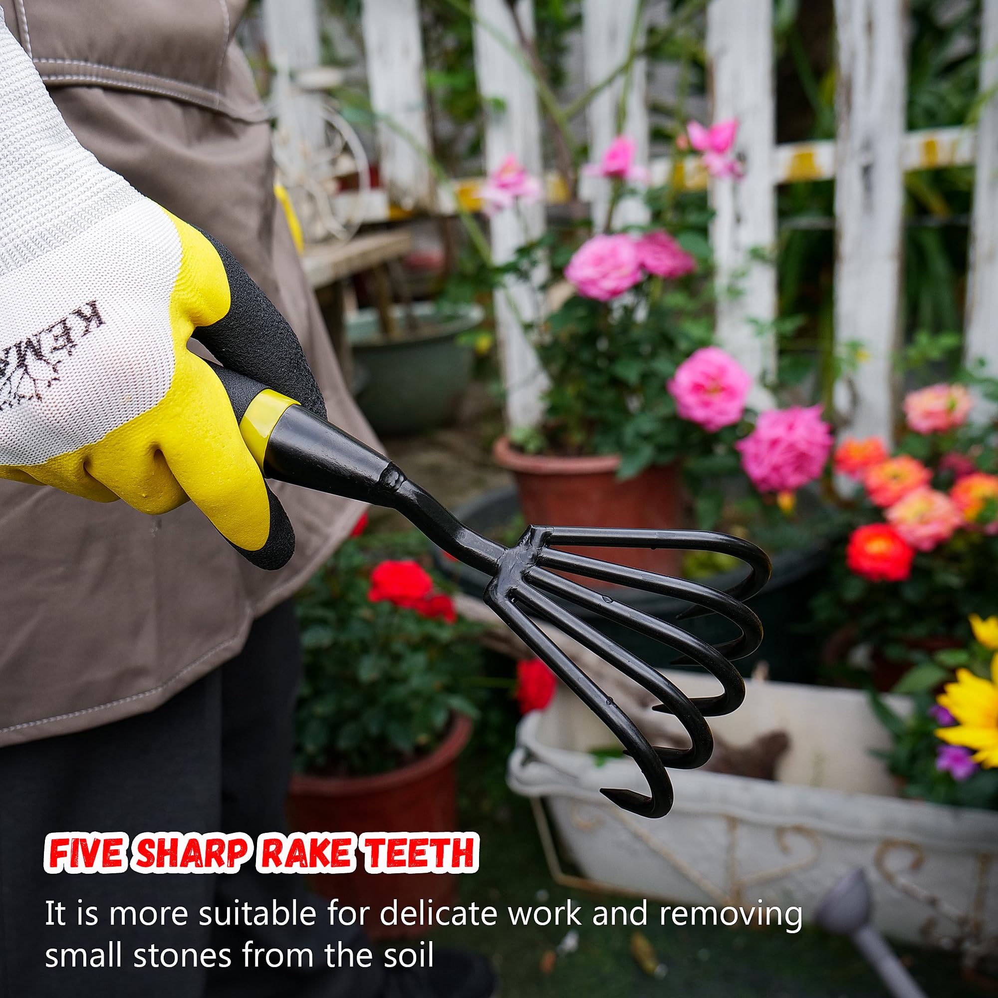 Kemaier hand cultivator full-tang handle detail illustrating durability