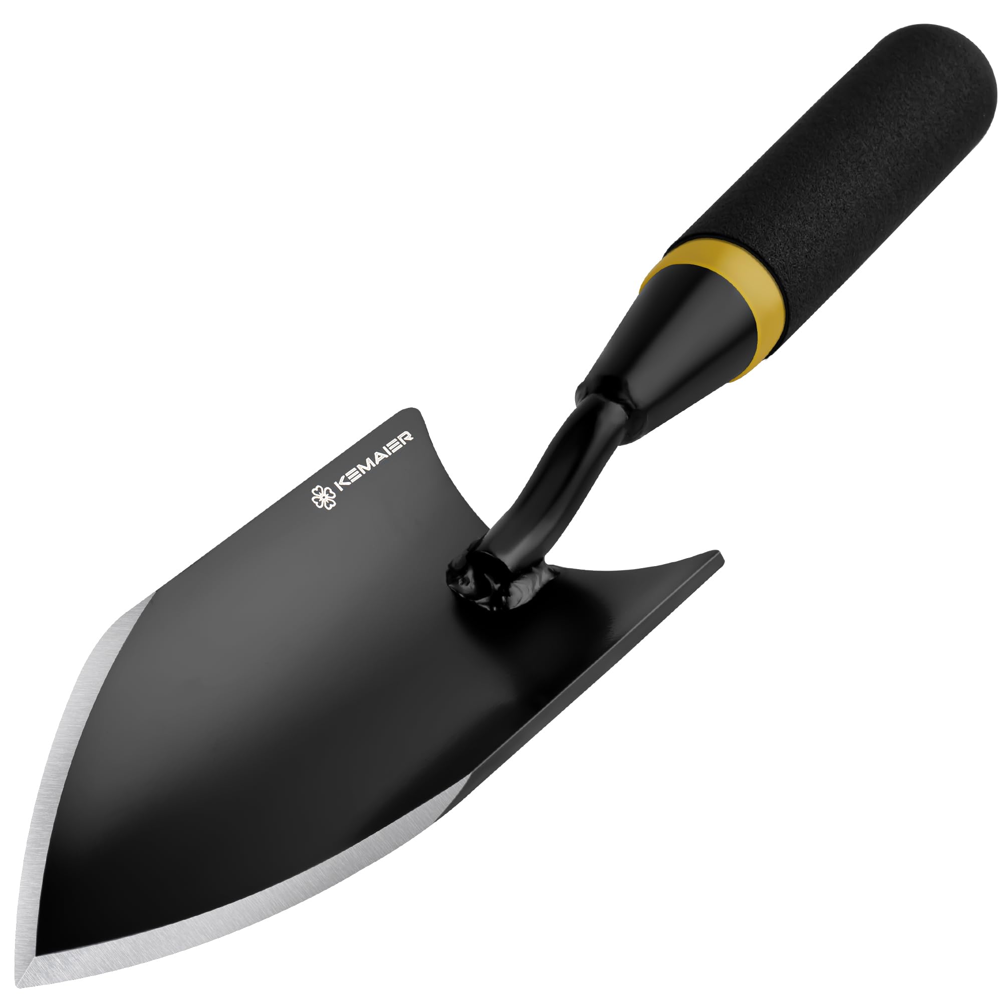 Kemaier heavy-duty gardening hand trowel in carbon steel for tough soil.