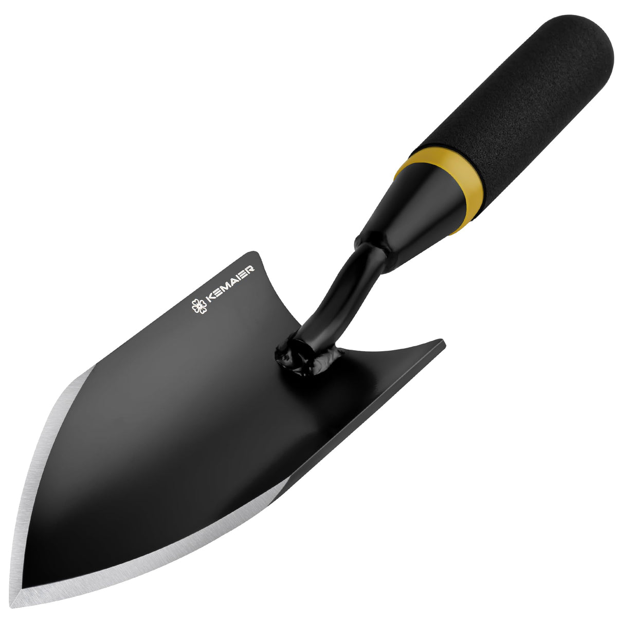 Kemaier heavy-duty gardening hand trowel in carbon steel for tough soil.