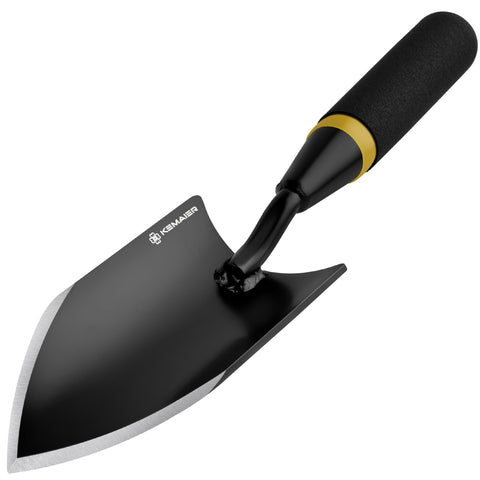 Kemaier heavy-duty gardening hand trowel in carbon steel for tough soil.