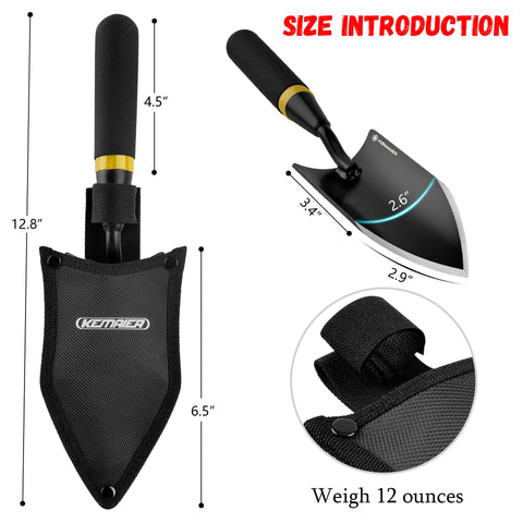 Kemaier rubberized handle trowel offers comfortable grip during extended planting sessions.