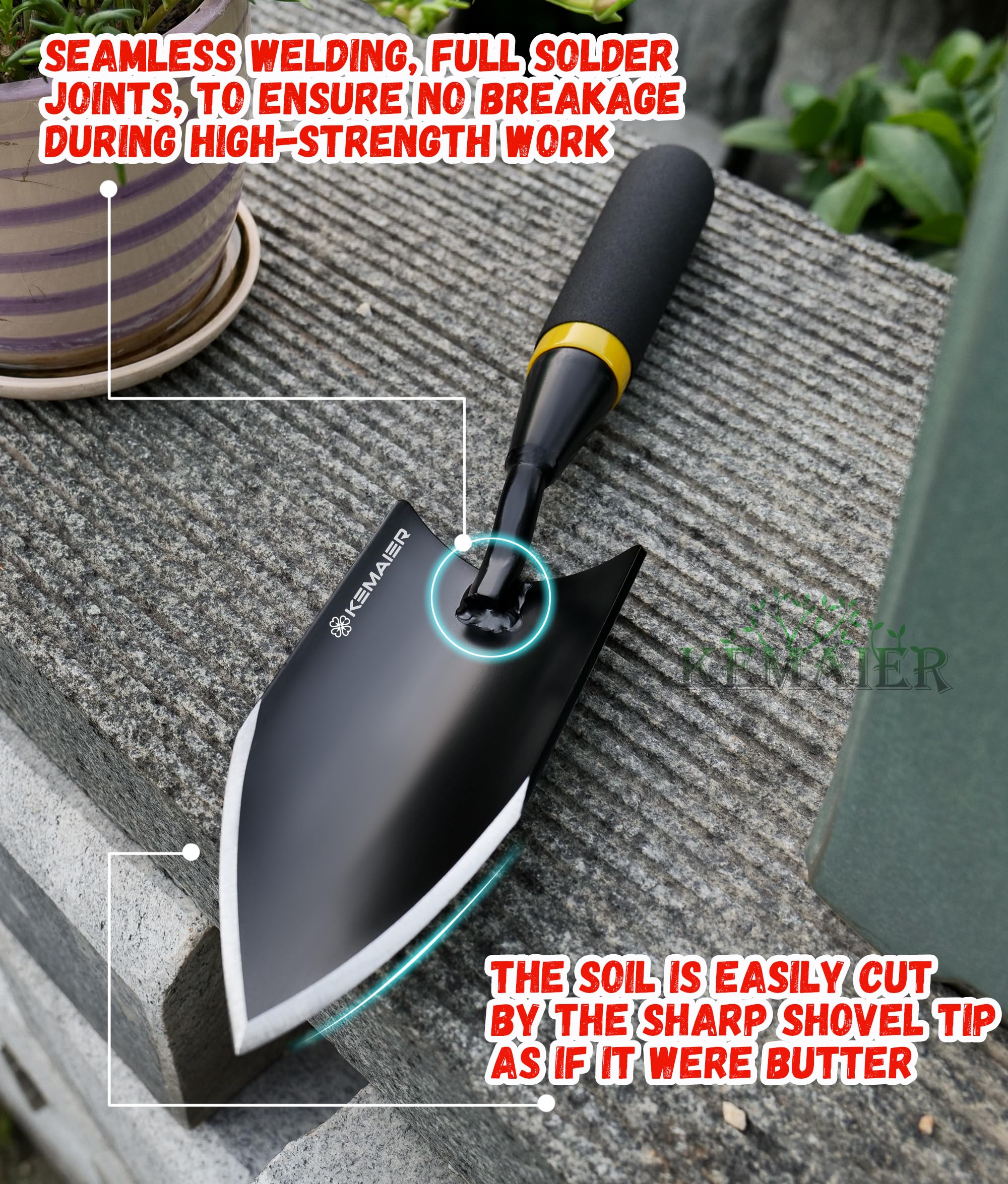 Ideal for bulb planting with precise digging and shallow trenches using the Kemaier trowel.