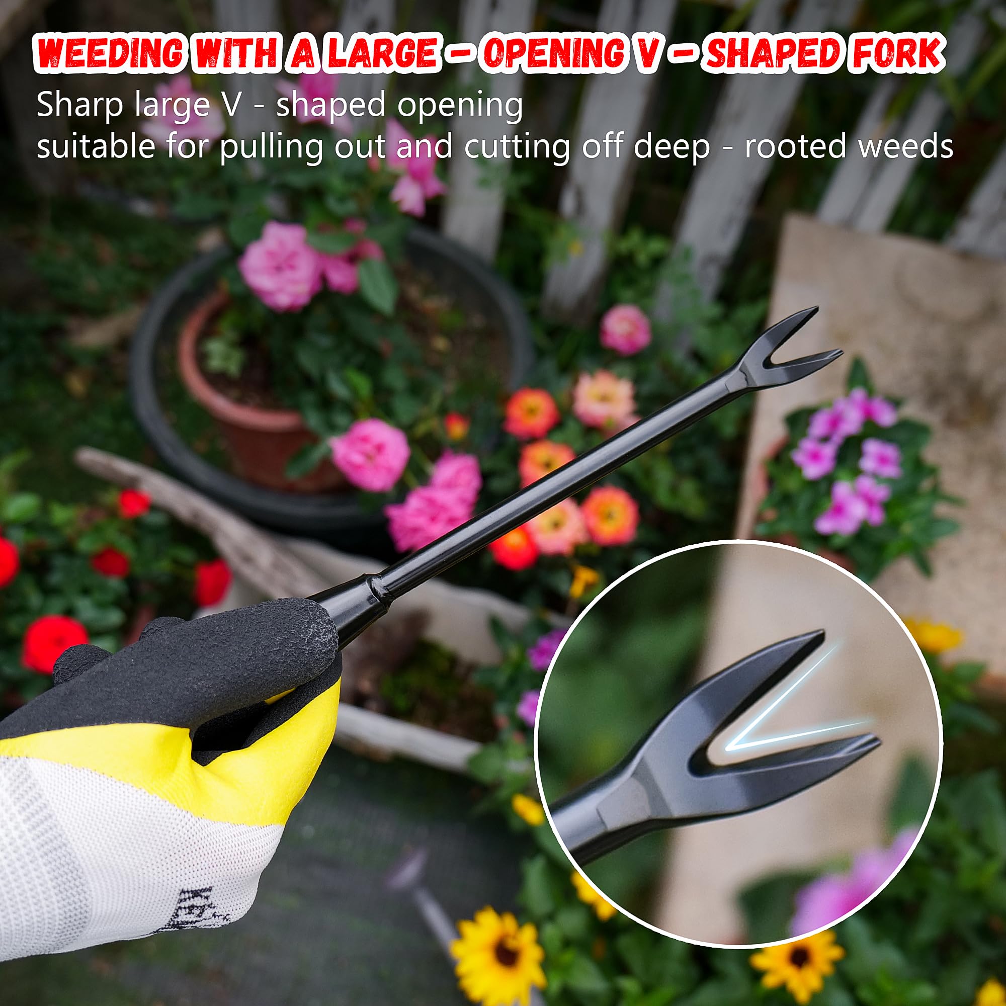Kemaier tool for deep-root weed removal in lawns and gardens.