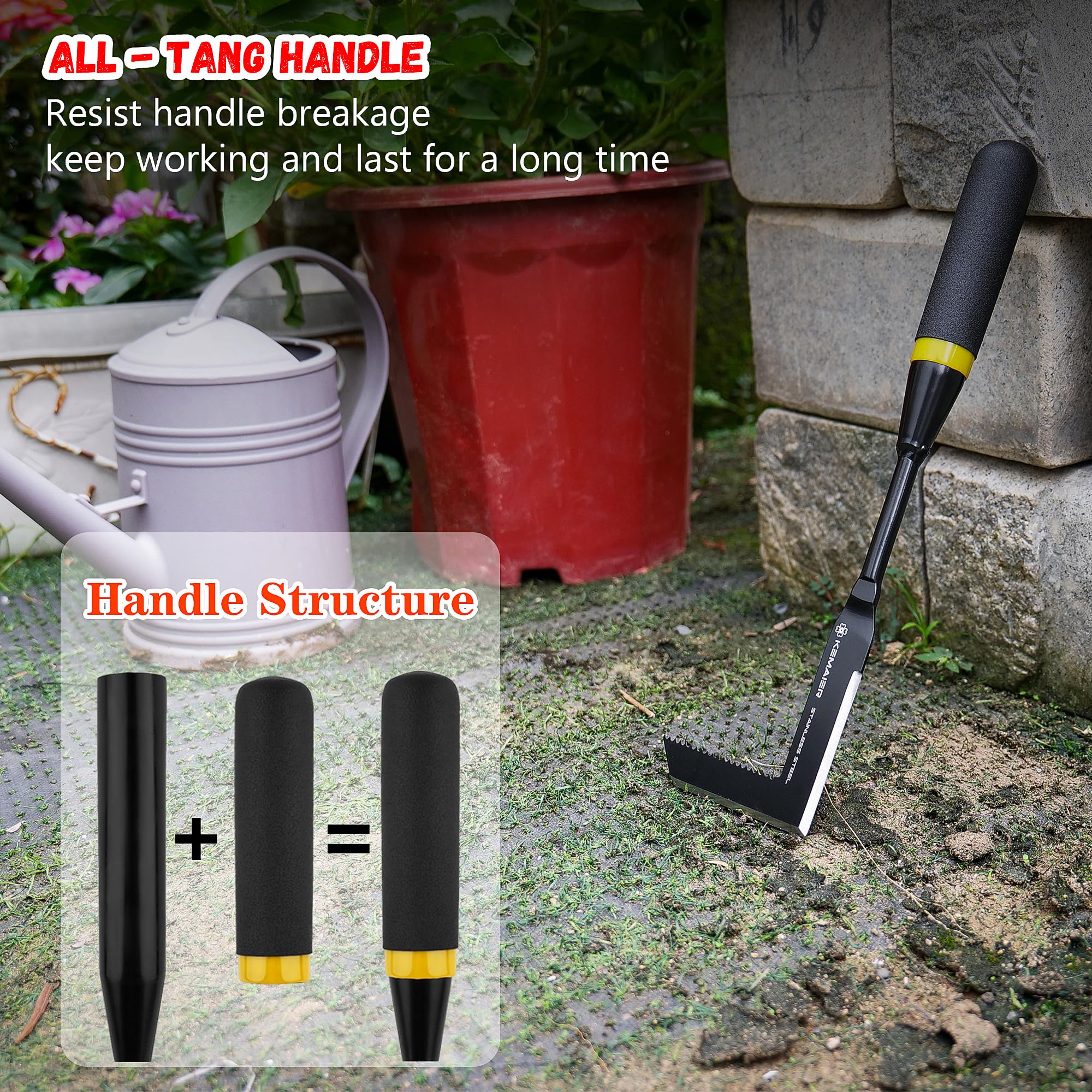 Kemaier weeding tool cleans brick joints, helping clear encroaching weeds effectively.