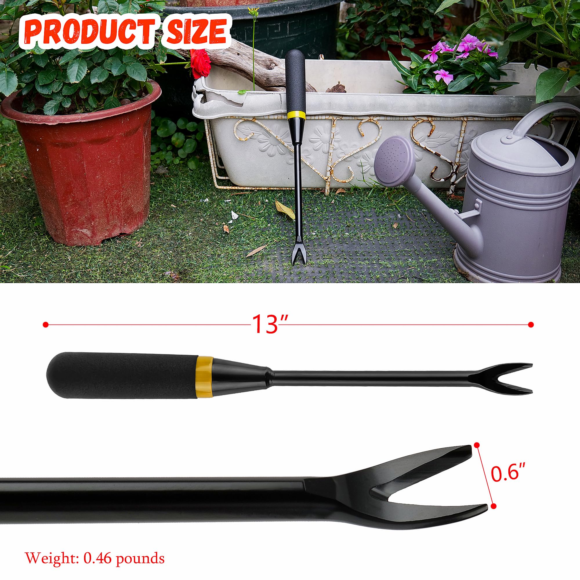 Kemaier weed puller with a V-shaped opening for efficient root removal.