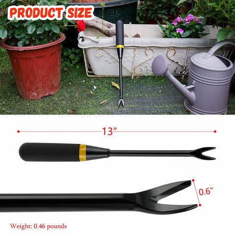Kemaier weed puller with a V-shaped opening for efficient root removal.