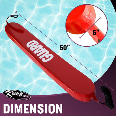 Close-up of white Guard logo on Kemp USA rescue tube for professional use.