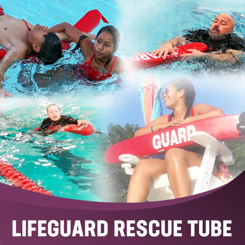 Compact, portable rescue tube suitable for poolside lifeguard kits.