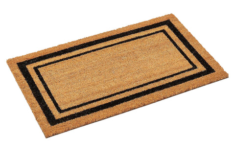 Kempf Black Border Coco Coir Doormat with non-slip backing keeps entry clean and safe.