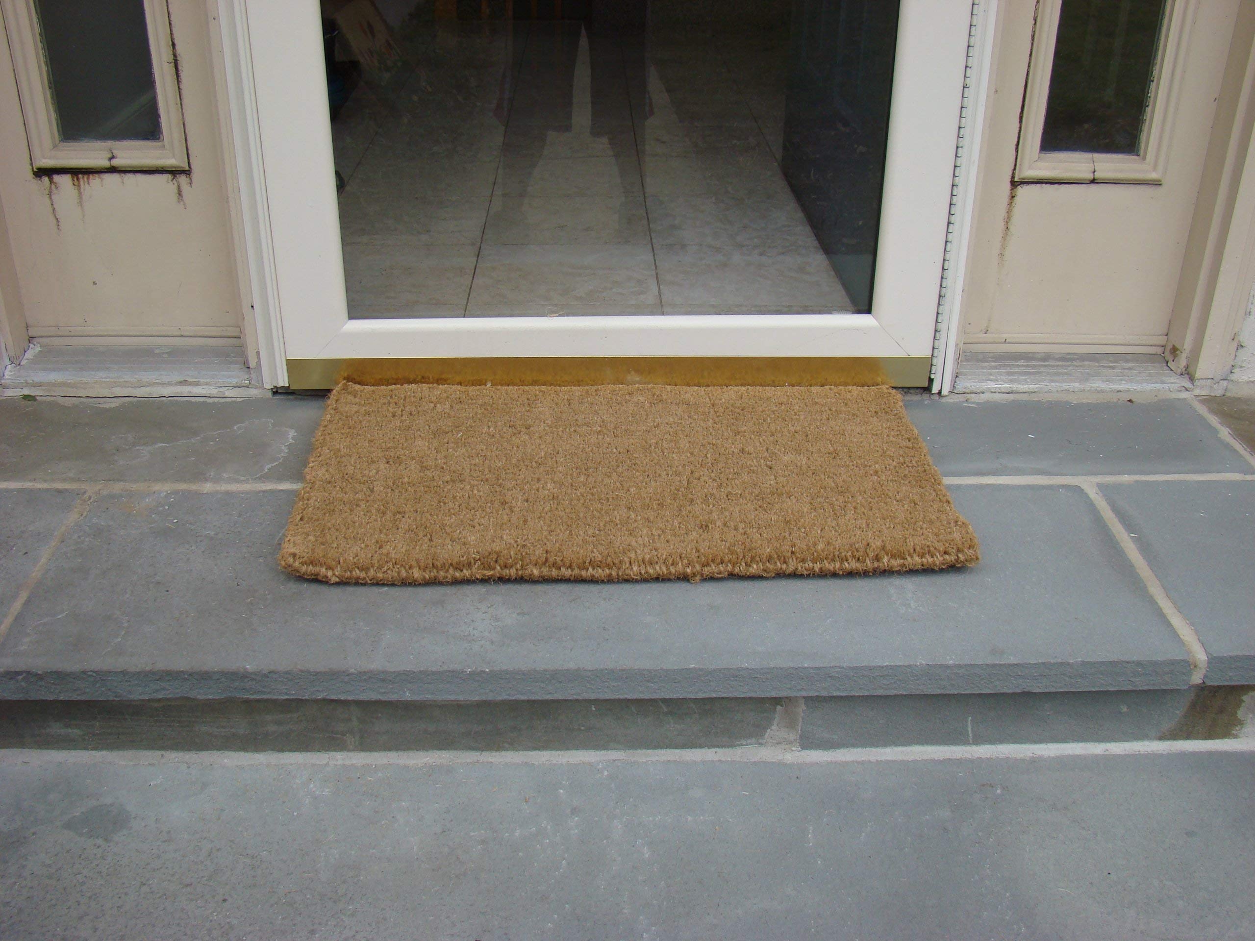 Kempf natural brown coir mat enhances rustic entryway appeal