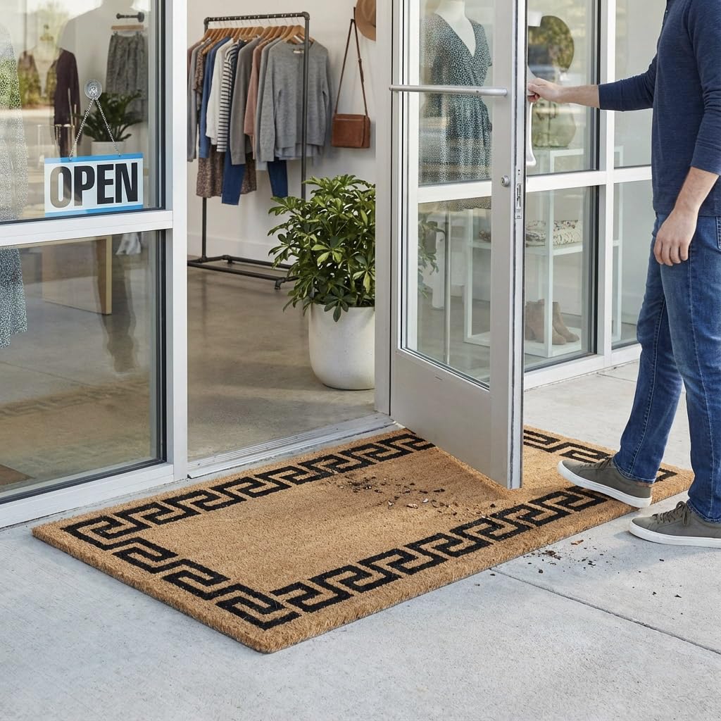 Kempf doormat at entryway adds welcoming feel while protecting floors.