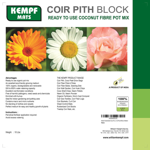 Kempf Organic Coco Coir Brick eco-friendly peat-alternative.