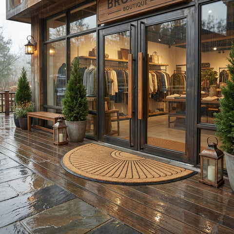 Kempf wide entrance mat with half-moon design fits large thresholds.