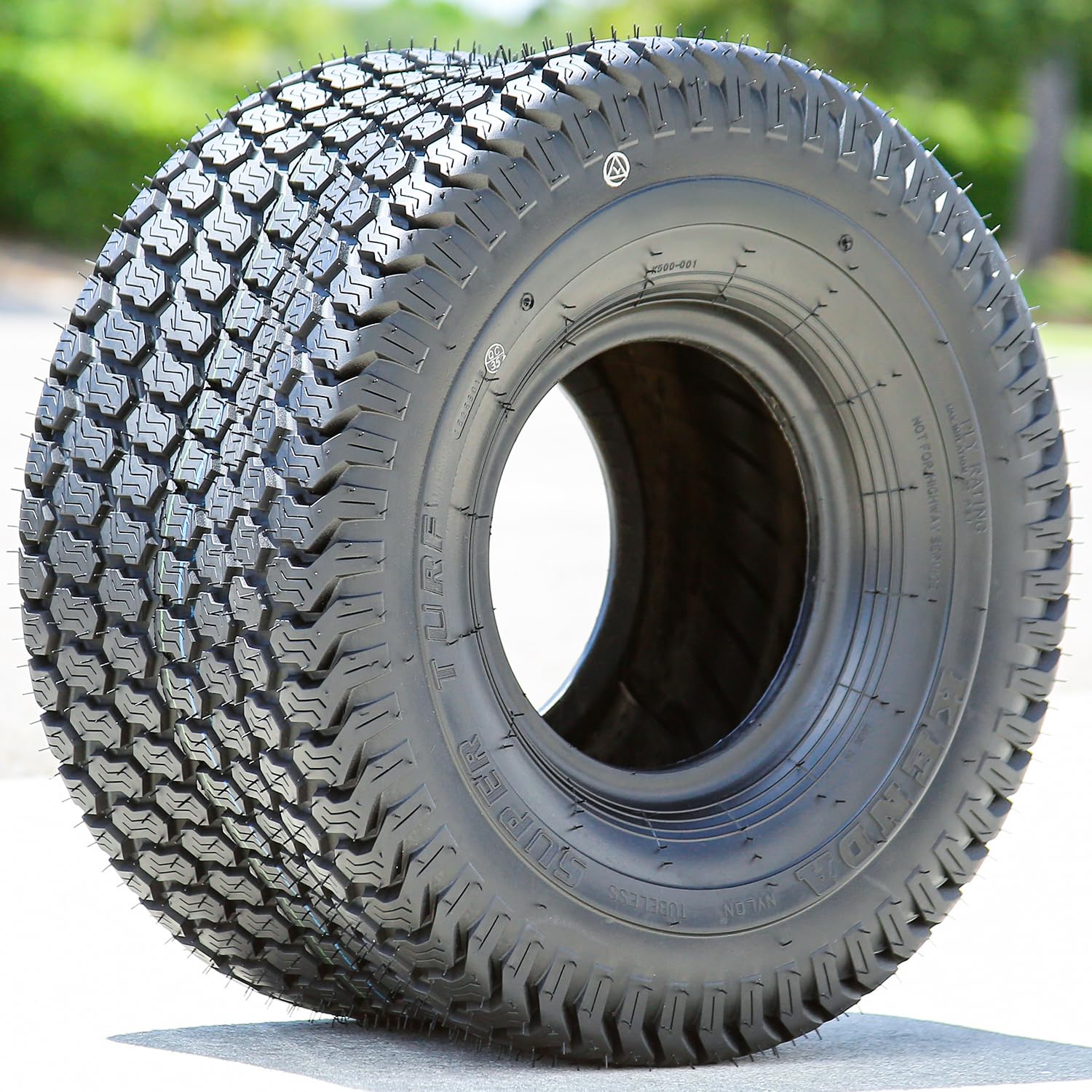 Kenda K500 Super Turf tire mounted on a mower for hillside mowing