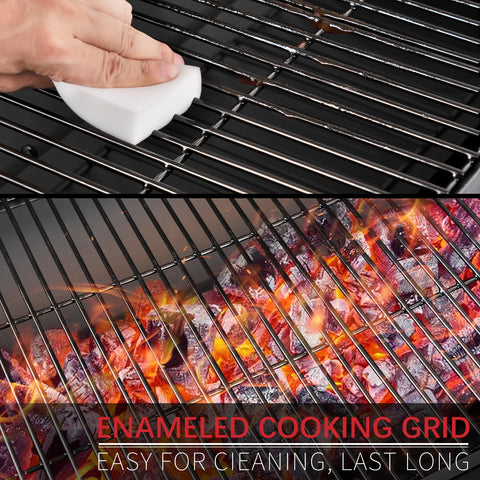 Kendane Barrel Charcoal Grill bottom shelf stores charcoal and tools neatly.