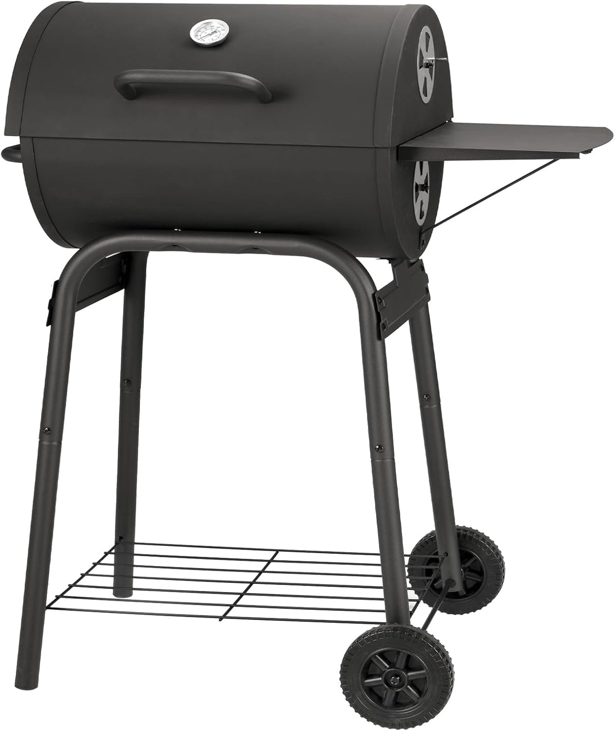 Kendane Barrel Charcoal Grill cooking grid for even searing and ample burger capacity in the backyard.