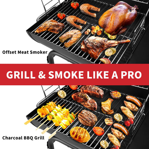 Kendane Barrel Charcoal Grill warming rack keeps cooked foods warm during gatherings.