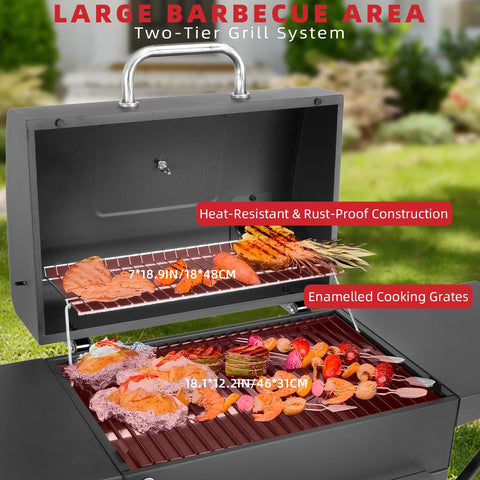 Kendane Charcoal Grill main cooking area offering ample space for batch grilling