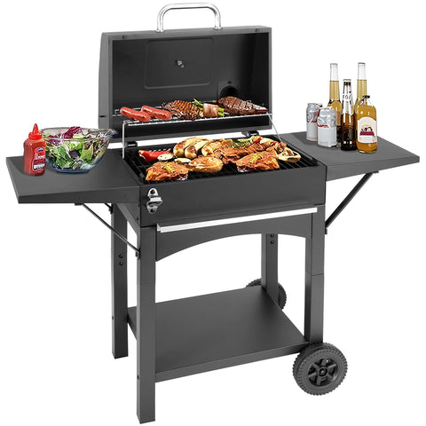 Kendane Charcoal Grill side shelf for prep and organization during outdoor cooks