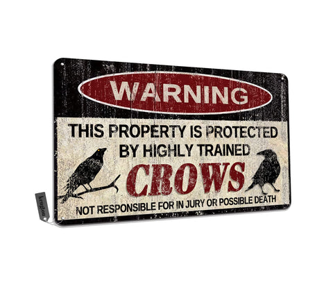 Kengtou vintage crow metal sign for outdoor yard decor.
