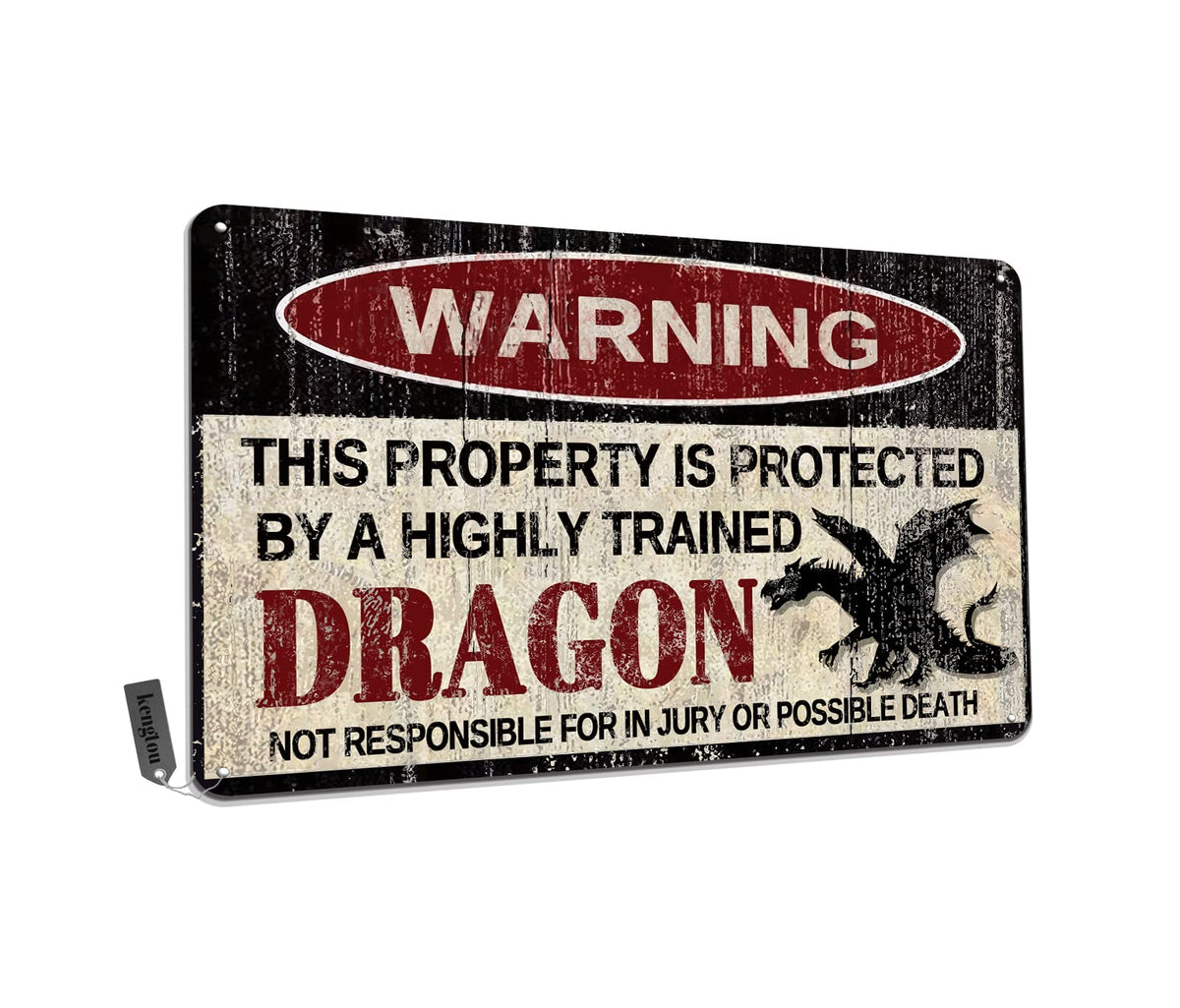 Kengtou Vintage Dragon Sign 12x8 front view; durable outdoor decor