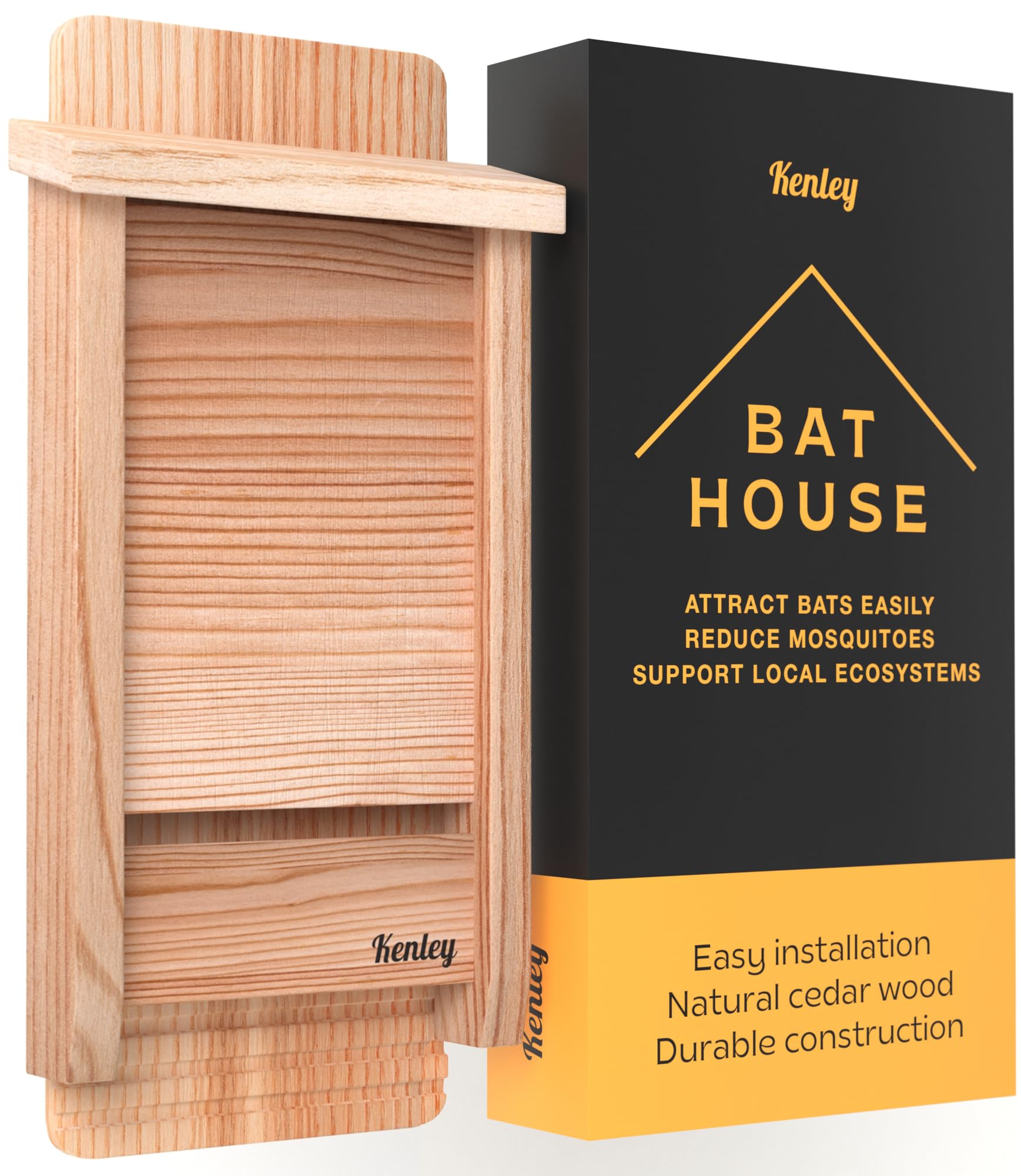 Kenley bat-box outside view shows ready-to-install weatherproof cedar housing.