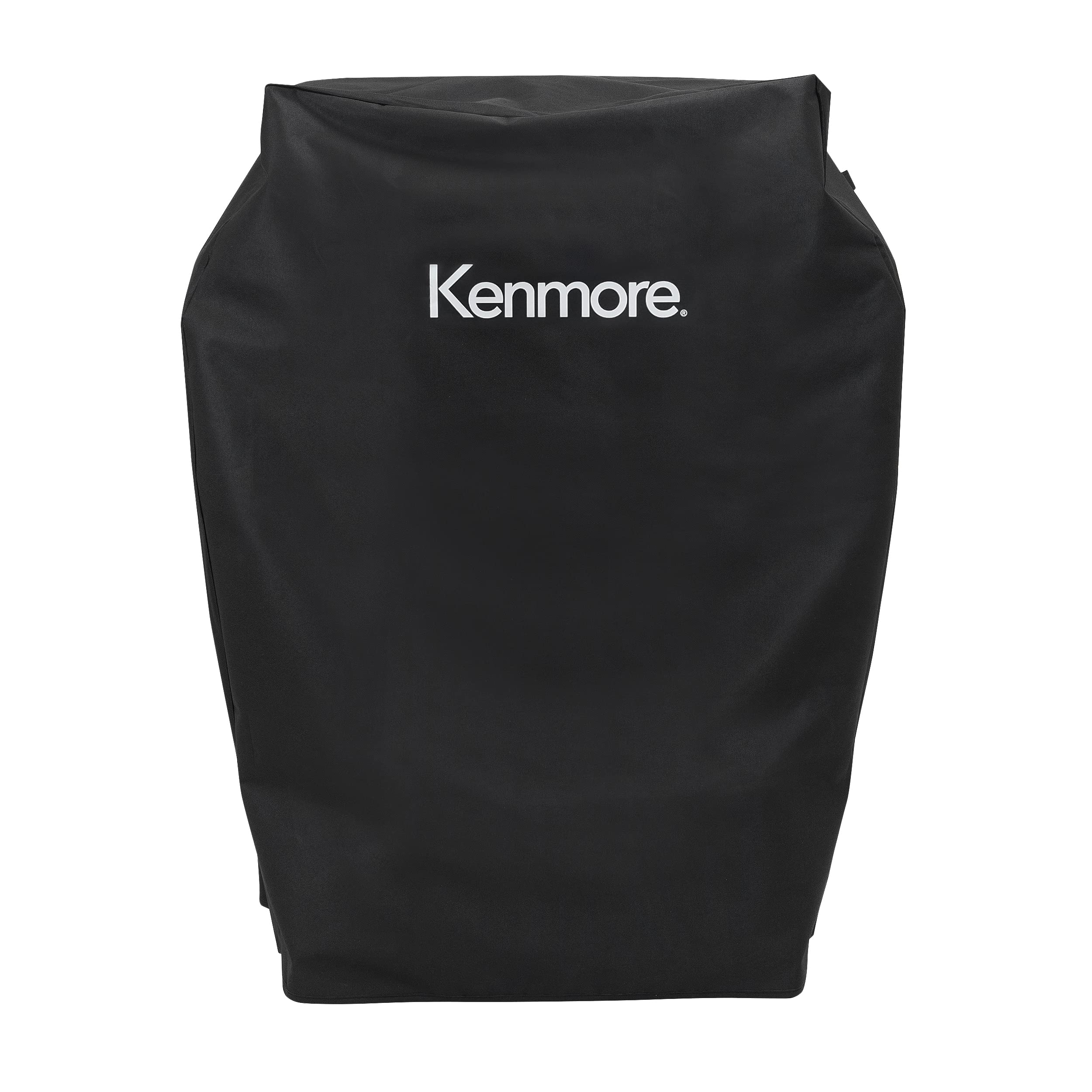 Kenmore 33-inch grill cover in heavy-duty polyester protects a gas grill from rain and sun.