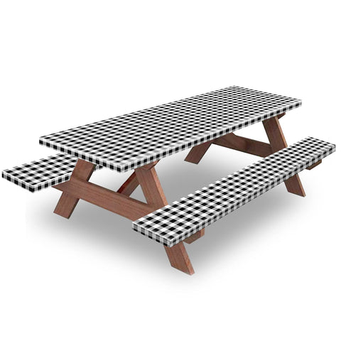 KENOBEE 6ft picnic table cover protects a 72in table and refreshes outdoor dining with buffalo check design.