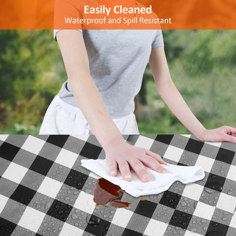 Waterproof vinyl top from KENOBEE resists spills for quick cleanup after meals.
