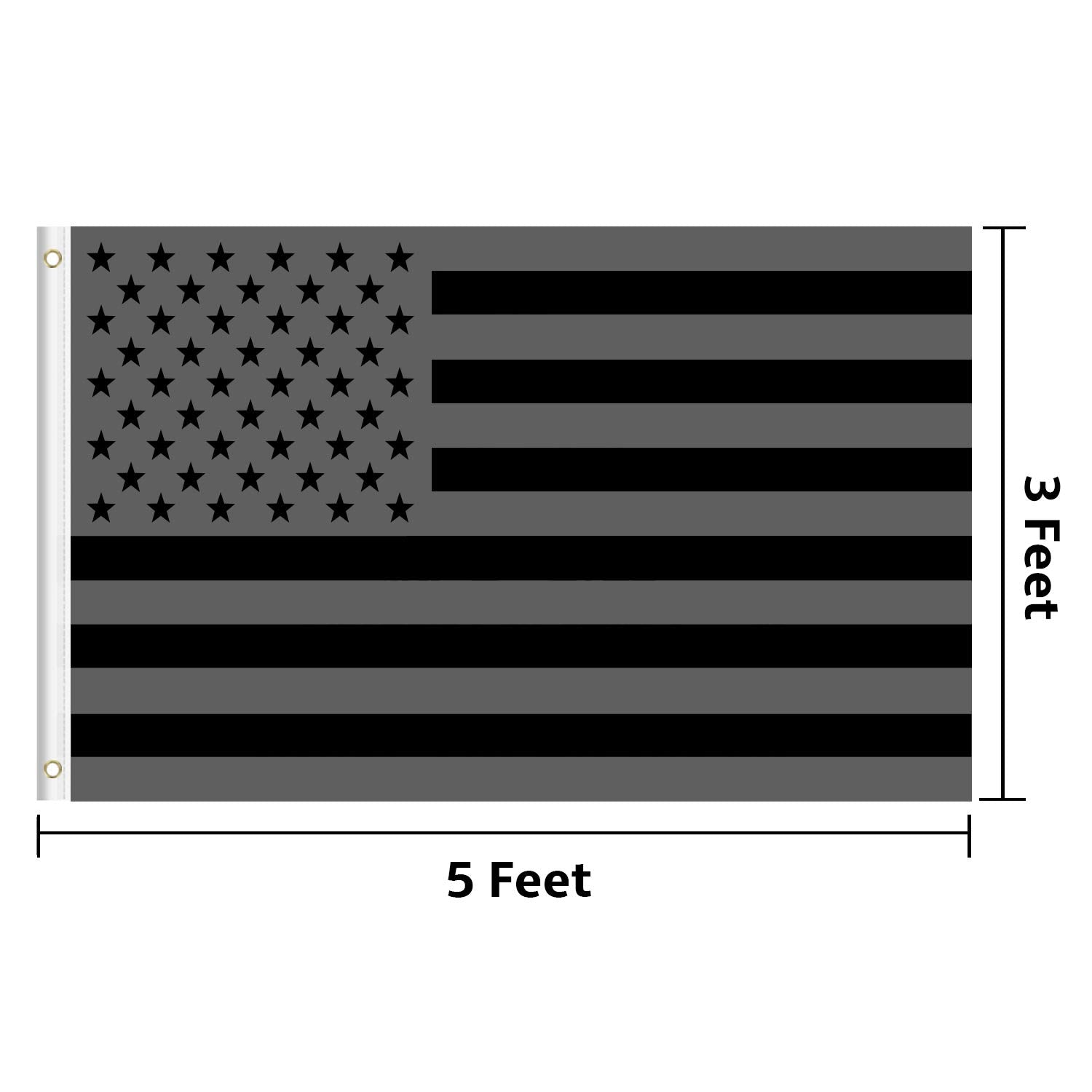 KENPMA Black Out American flag with grommets for easy outdoor mounting