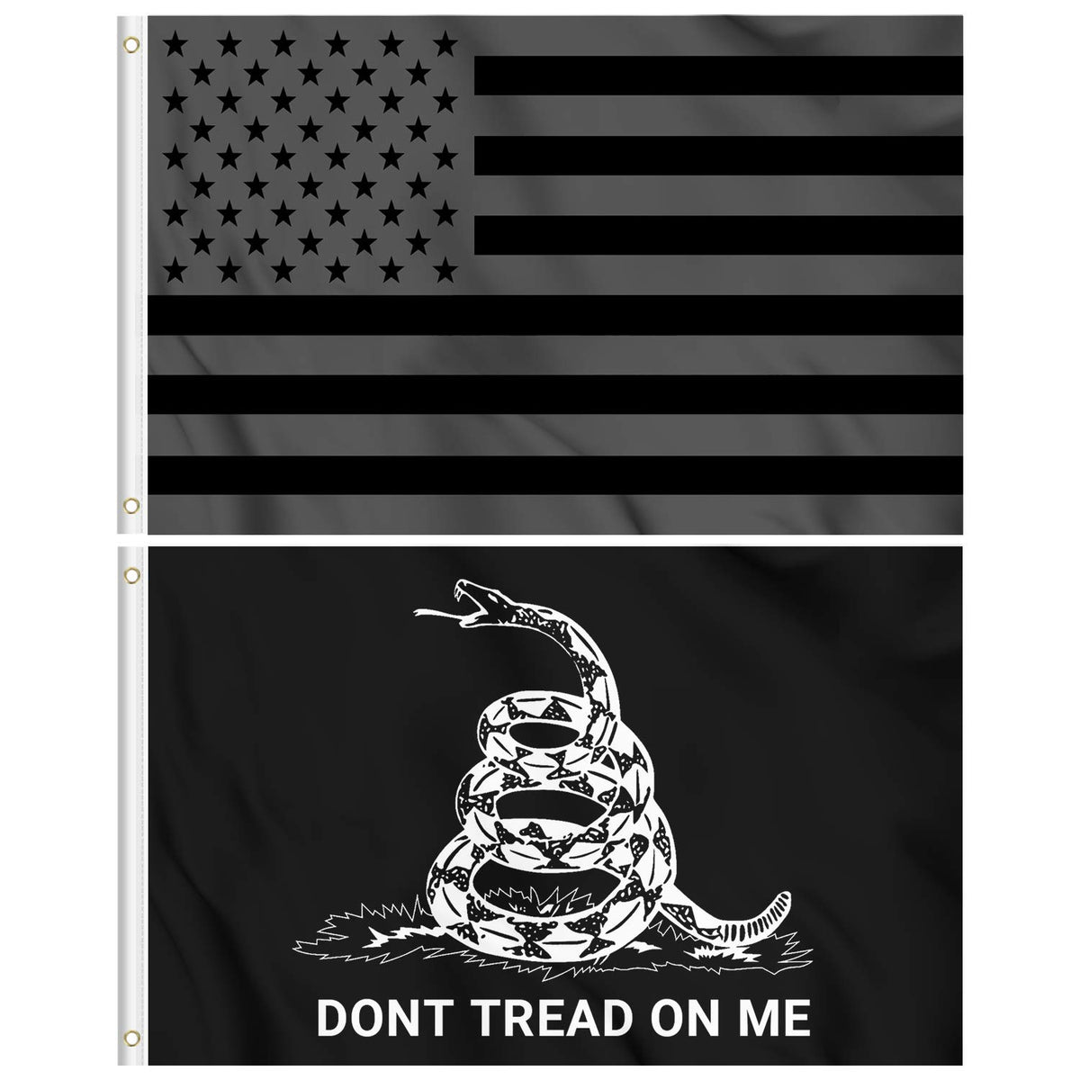 KENPMA Dont Tread On Me flag 3x5ft in black for outdoor display and patriotic flair
