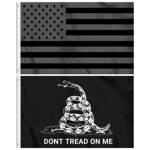 KENPMA Dont Tread On Me flag 3x5ft in black for outdoor display and patriotic flair