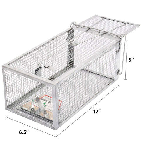 Kensizer trap front view demonstrates reliable capture mechanism for small rodents.