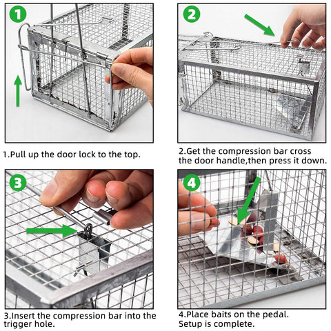 Kensizer trap trigger mechanism shows instant auto lock for secure containment.