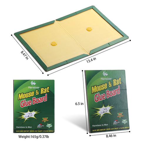 Kensizer glue trap at entryways for outdoor rodent deterrence.