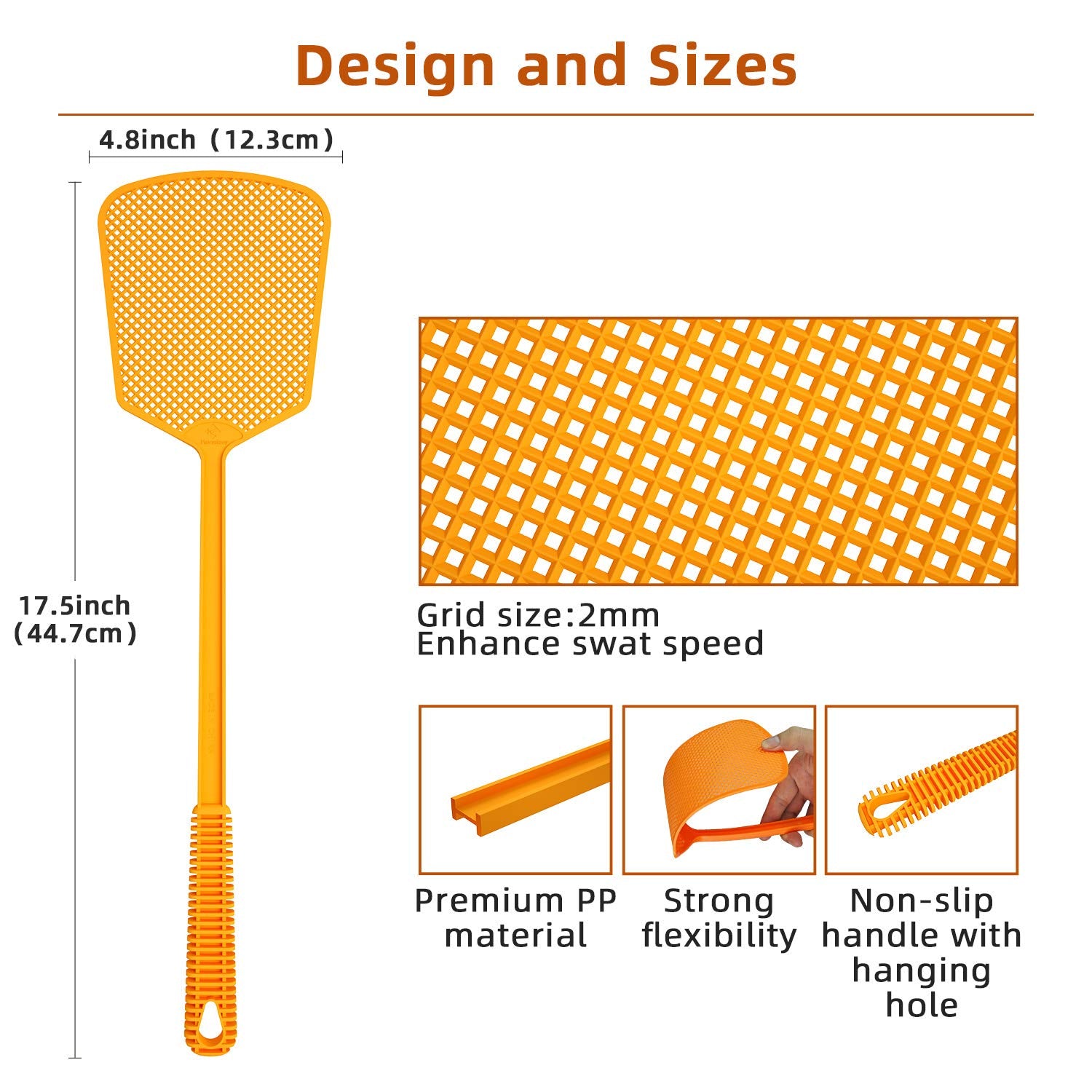 Kensizer jumbo long-handle fly swatters extend reach for hard-to-reach corners.
