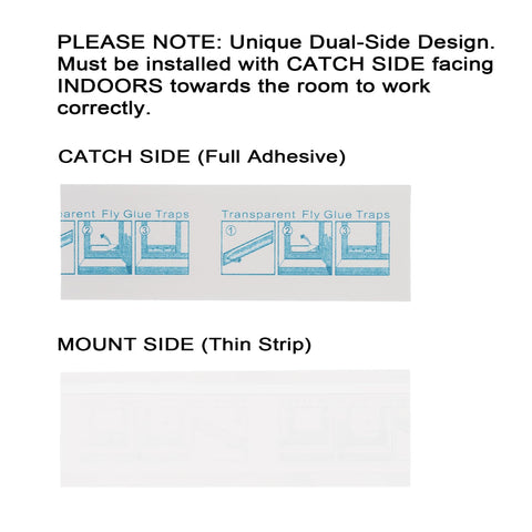 Kensizer window trap sticky strip closeup shows transparent, unobtrusive design