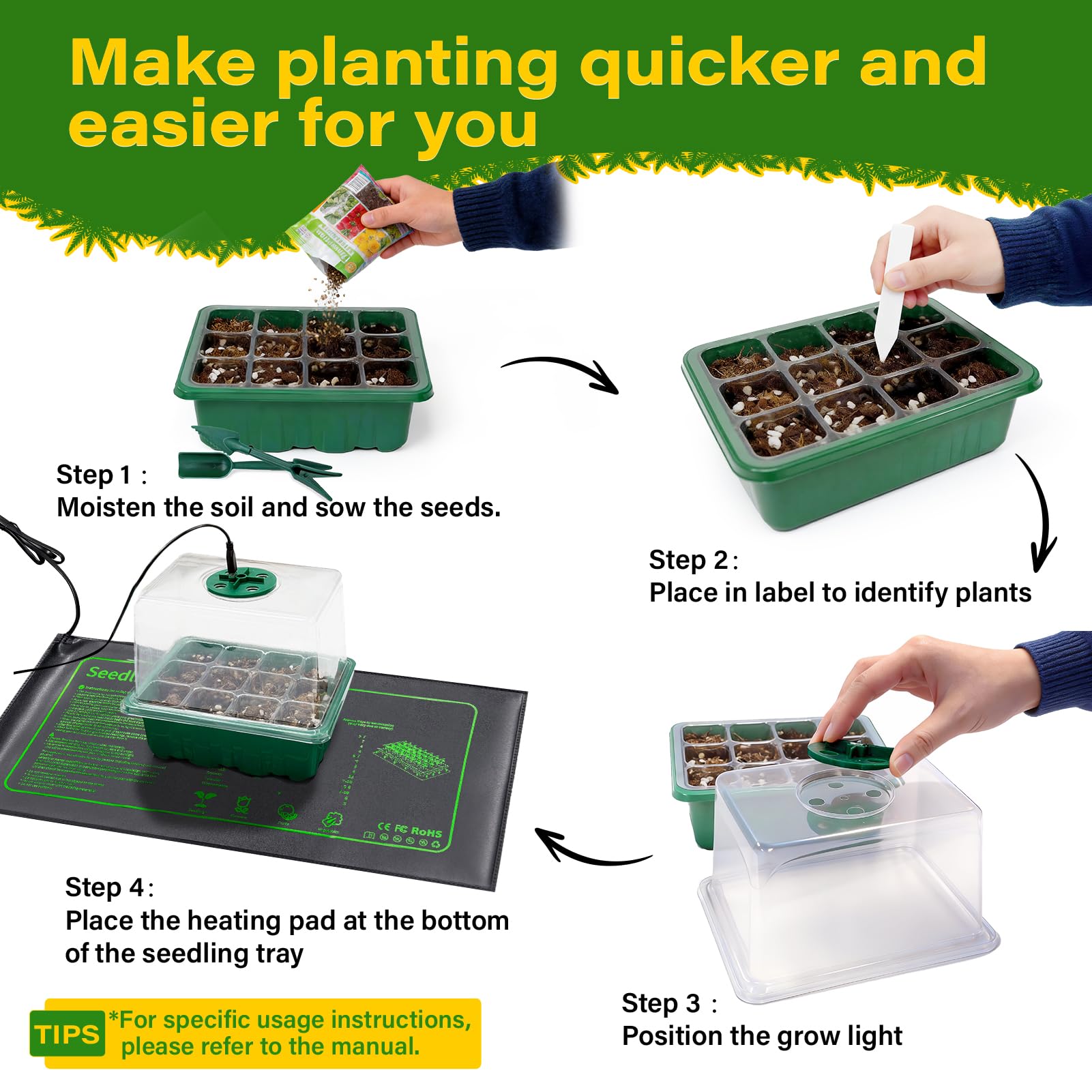 KEOHOLI gardening tools included for quick transplanting and cleanup