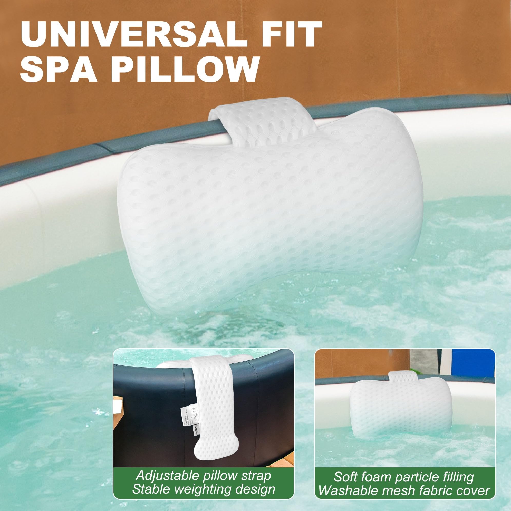 Keoltuo spa headrest with 4D air mesh fabric for breathable support.