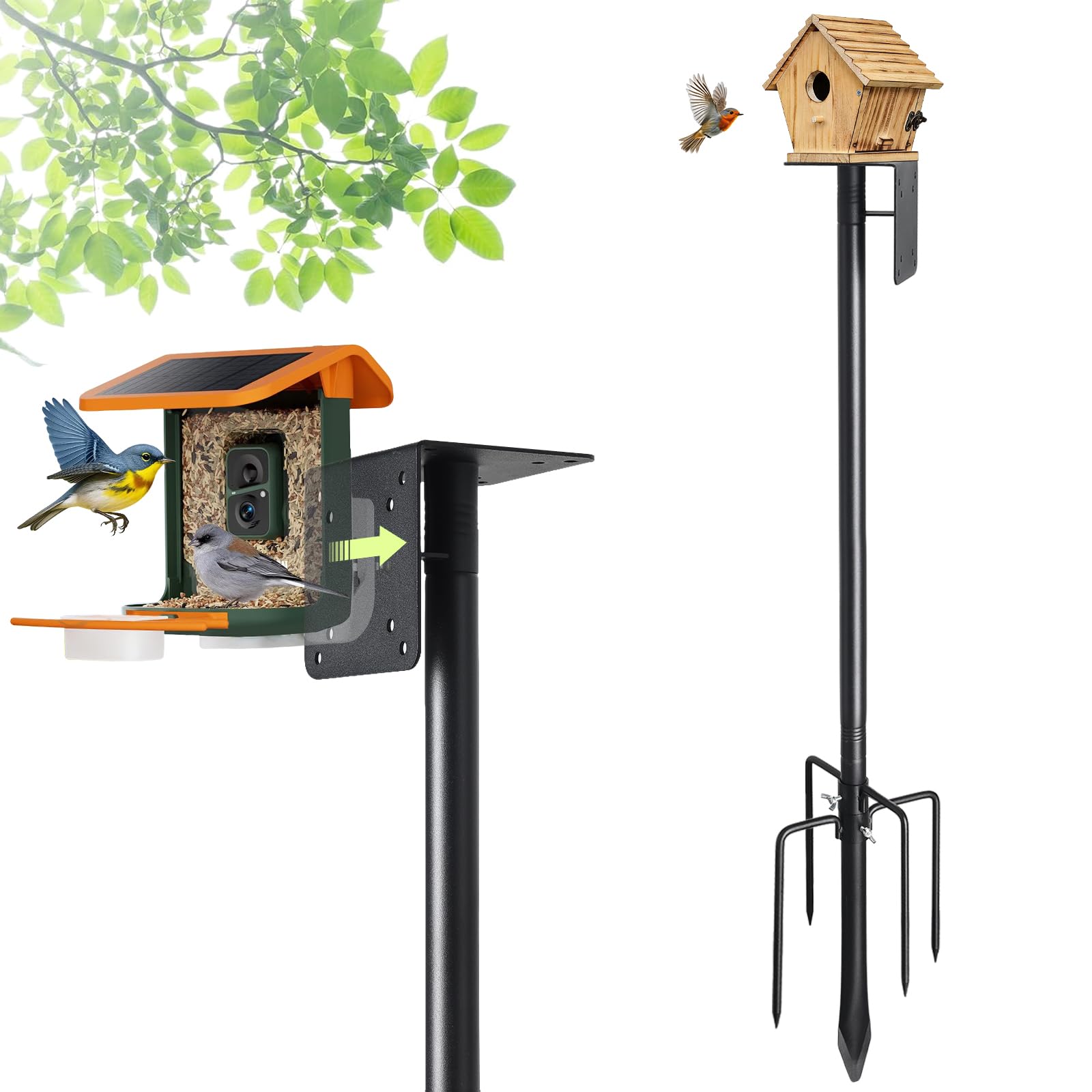 Keplrend heavy-duty bird feeder pole with anti-tip base stabilizes 102-inch setup.