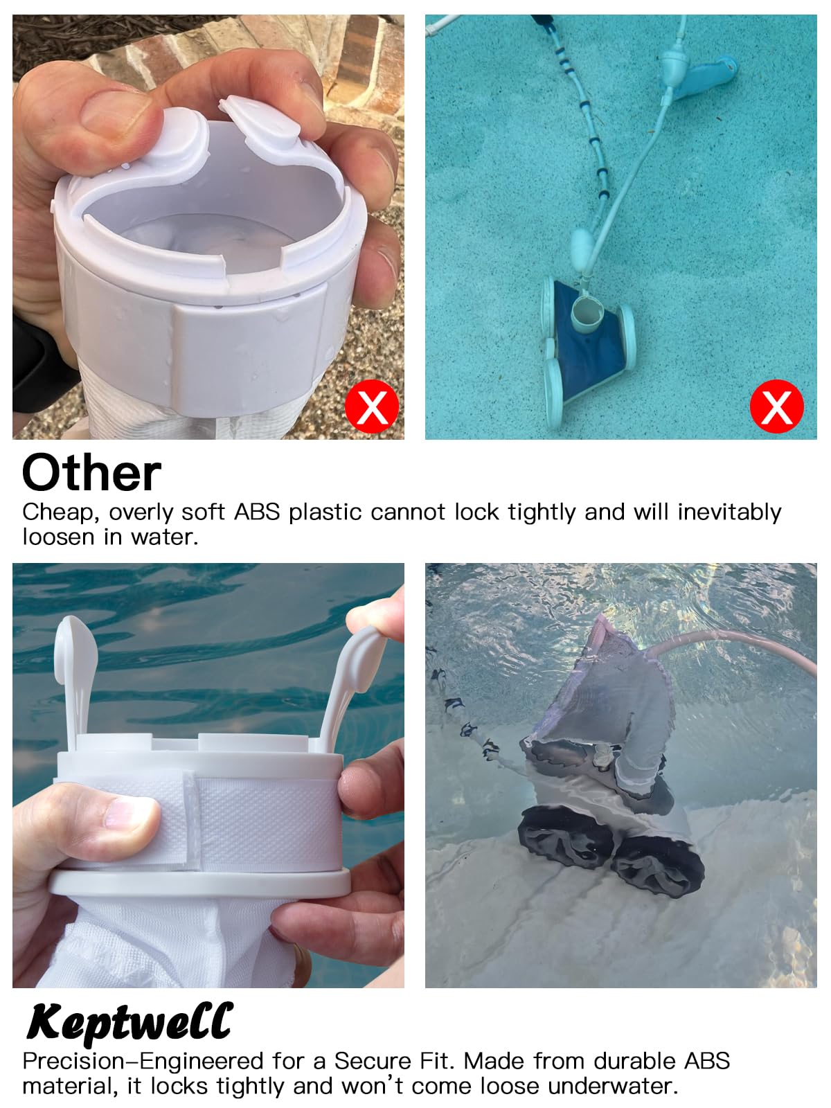 Keptwell Polaris bag easy-installation shows tool-free replacement in seconds.