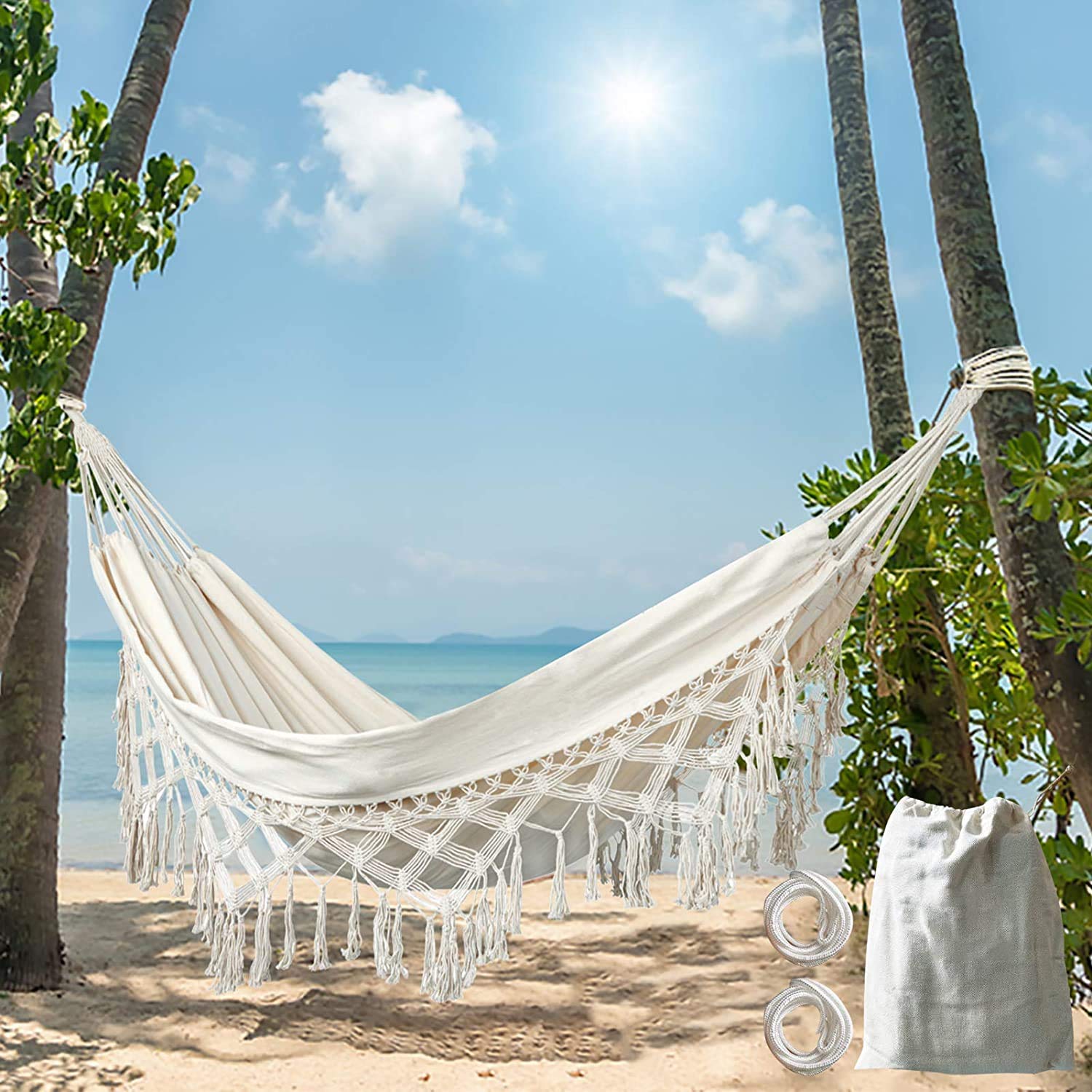KEREITH hammock 60-inch bed width supports comfortable two-person seating.