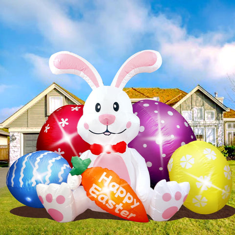 Kerithsoco Easter bunny inflatable 6.2ft wide decor for bold curb appeal.
