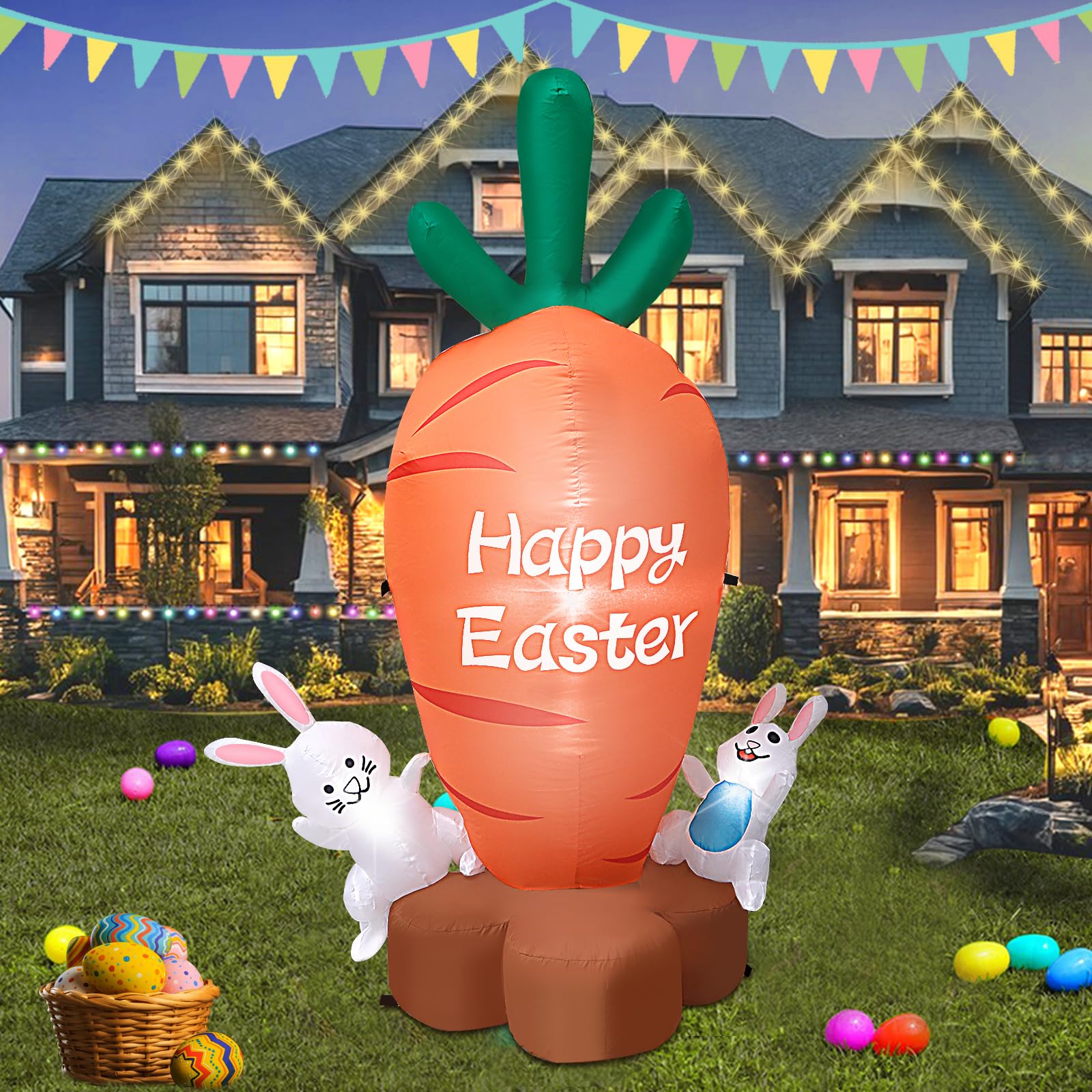 Kerithsoco built-in LED lights brighten nighttime Easter décor