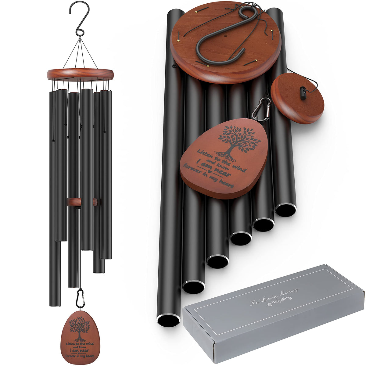 kerligher Sympathy Wind Chimes 41-inch hanging in garden provides comforting outdoor ambiance