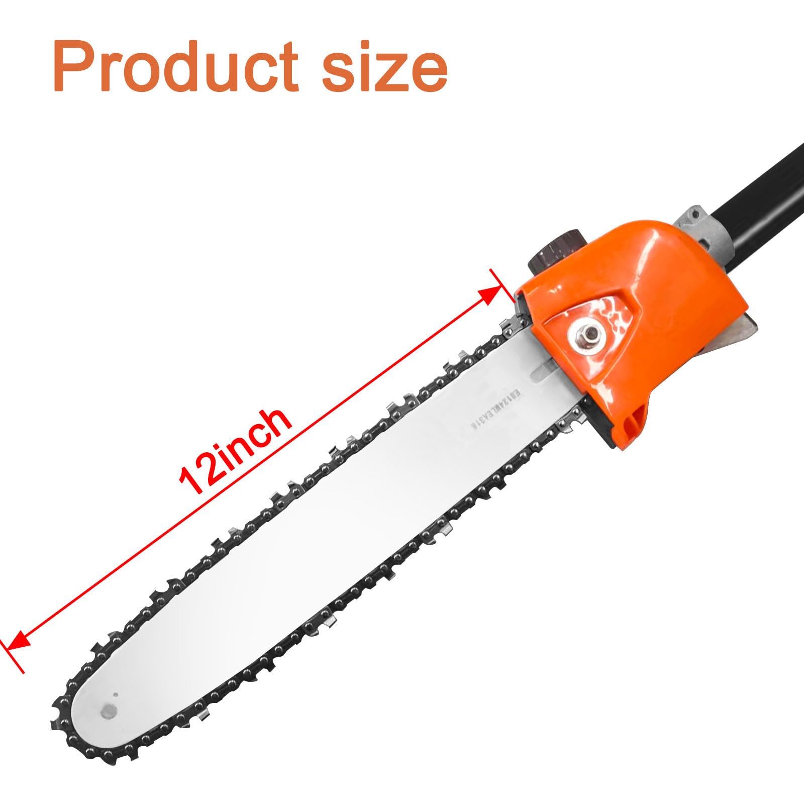 Kerlista pole saw attachment featuring a 12-inch bar for yard trimming
