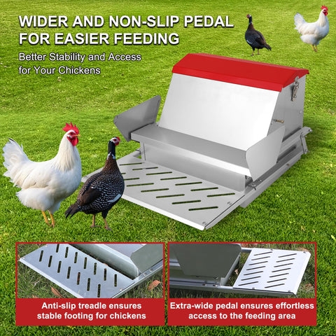 Kerty automatic feeding mechanism activates with treadle to reduce waste