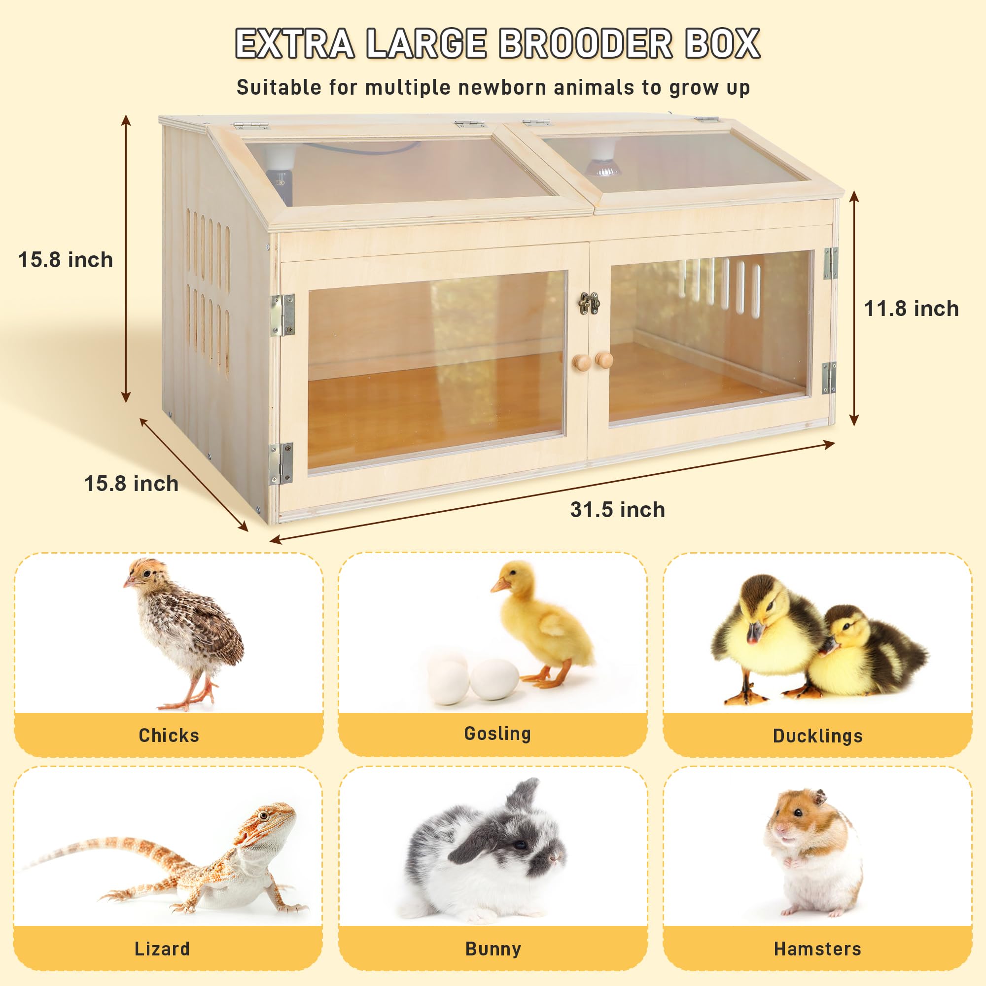 Kerty chicken brooder box spacious interior fits up to 30 chicks.